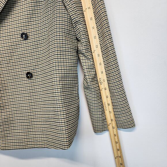 Mod Ref Checkered Blazer Lady Jacket Size S Beige Double Breast Boxy Academia - Picture 16 of 16